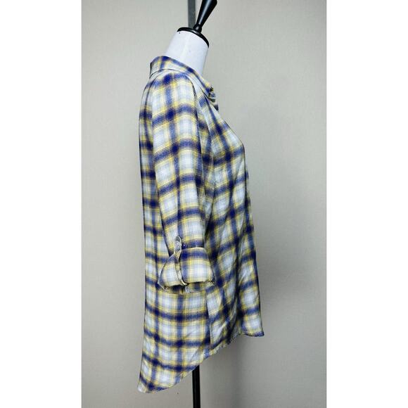 Women’s Plaid Flannel Button-Down LSU Tiger Shirt With Roll-Up Sleeves Sz M - Picture 7 of 14